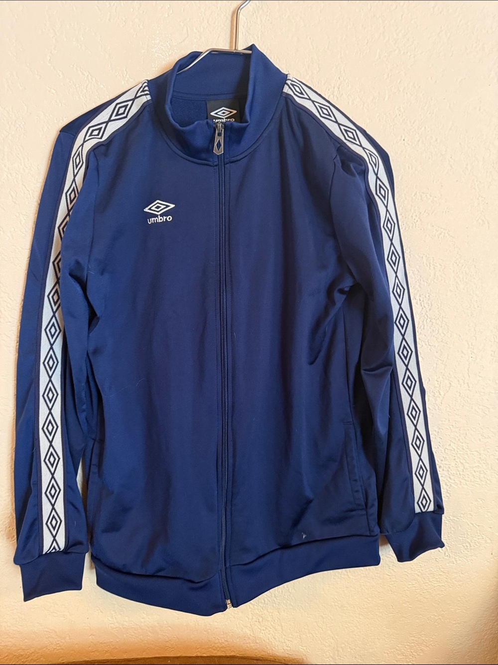 Umbro Navy Blue Full-Zip Track Jacket with White Diamond Taping